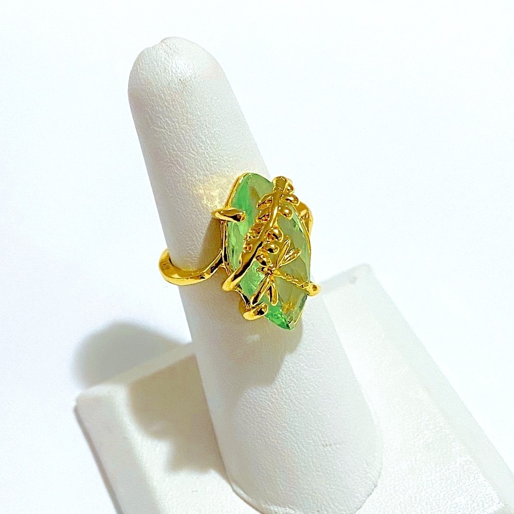 Sale - 14k Plated Light Green Oval Dragonfly Ring - image 1